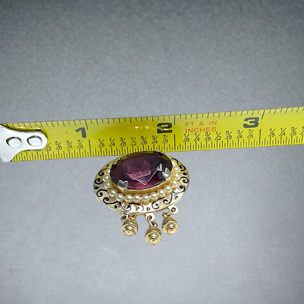 🌺Vintage Art Nouveau Amethyst Brooch - Picture 10 of 10